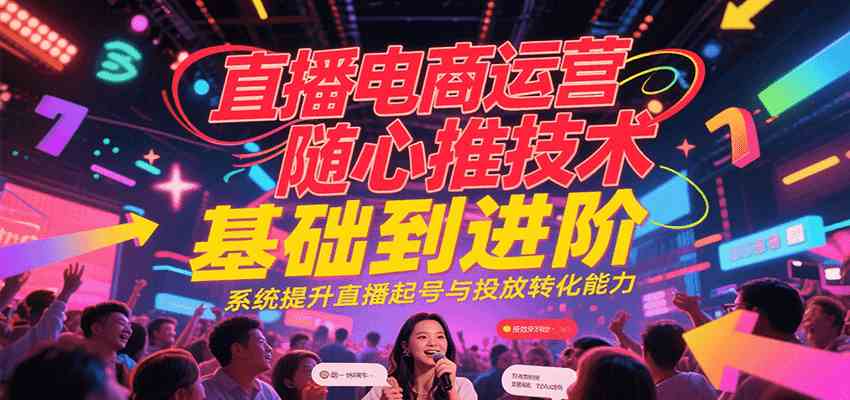 直播电商运营随心推投放技术基础到进阶，系统提升直播起号与投放转化能力-大伟资源网