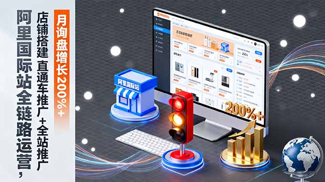 阿里国际站全链路运营，店铺搭建+直通车推广+全站推广，月询盘增长200%+-大伟资源网