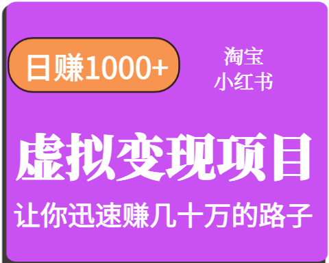 淘宝OR小红书虚拟变现，日赚1000+，多账号操作年收入几十W不等-大伟资源网