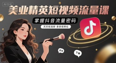 美业精英短视频流量课，掌握抖音流量密码，天天有询单，条条有转化-大伟资源网