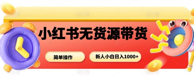 小红书无货源带货项目，简单无脑，新人小白日入多张-大伟资源网