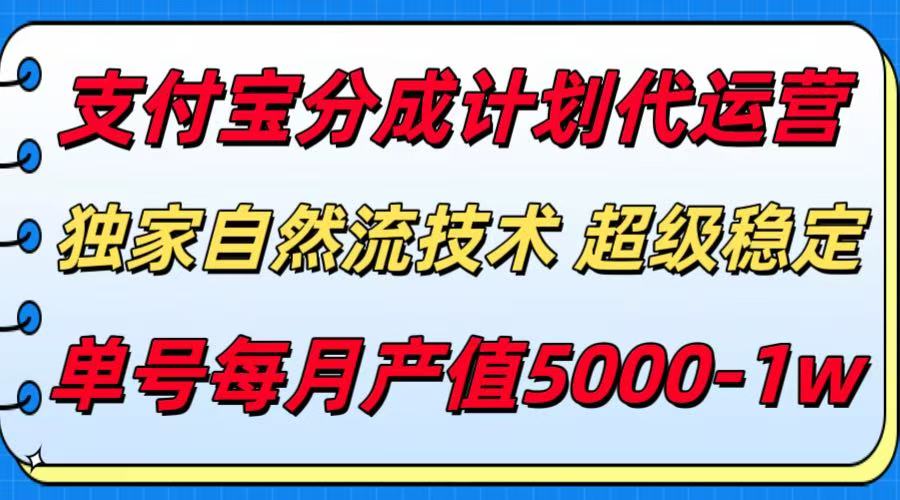 支付宝分成计划代运营，独家自然流技术，收益稳定，单号月产5000＋-大伟资源网