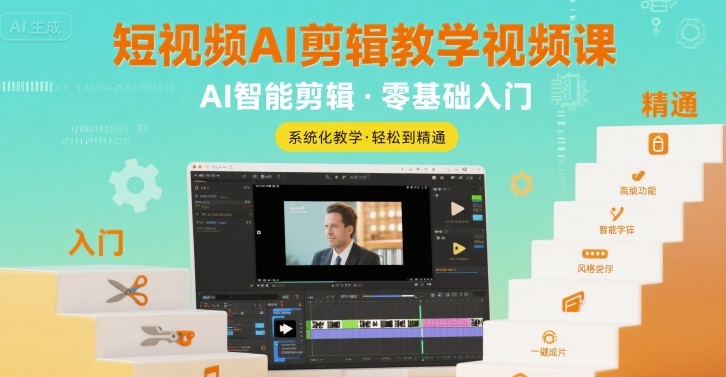 短视频AI剪辑教学视频课，入门到精通-大伟资源网