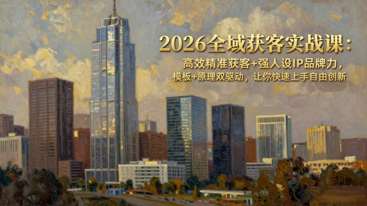 2026全域获客实战课：高效精准获客+强人设IP品牌力，模板+原理双驱动，让你快速上手自由创新-大伟资源网