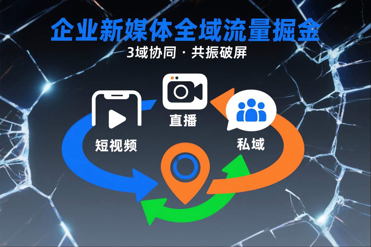 短视频全域商业模式，企业新媒体全域流量掘金，3域协同，共振破屏，短视频-直播-私域-地域-大伟资源网