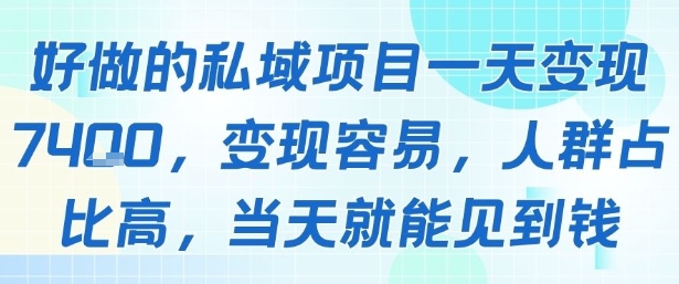 好做的私域项目一天变现1k+，变现容易，人群占比高，当天就能见到钱-大伟资源网