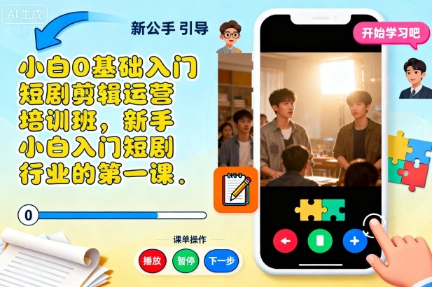 小白0基础入门短剧剪辑运营培训班，新手小白入门短剧行业的第一课-大伟资源网