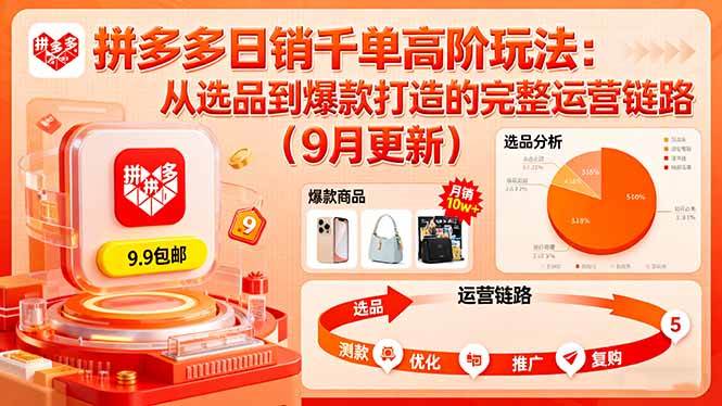 （16100期）拼多多日销千单高阶玩法：从选品到爆款打造的完整运营链路（9月更新）-大伟资源网