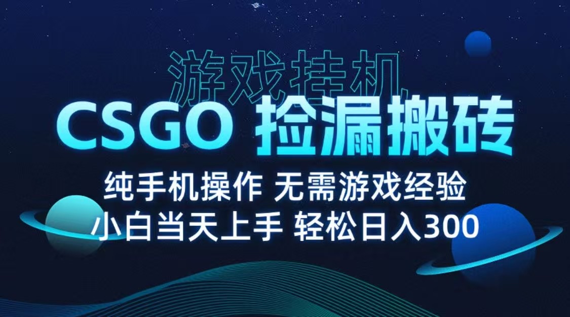 9月最新游戏搬砖，CSGO纯挂机，不需要玩游戏，实现真挂机，月入1W+-大伟资源网