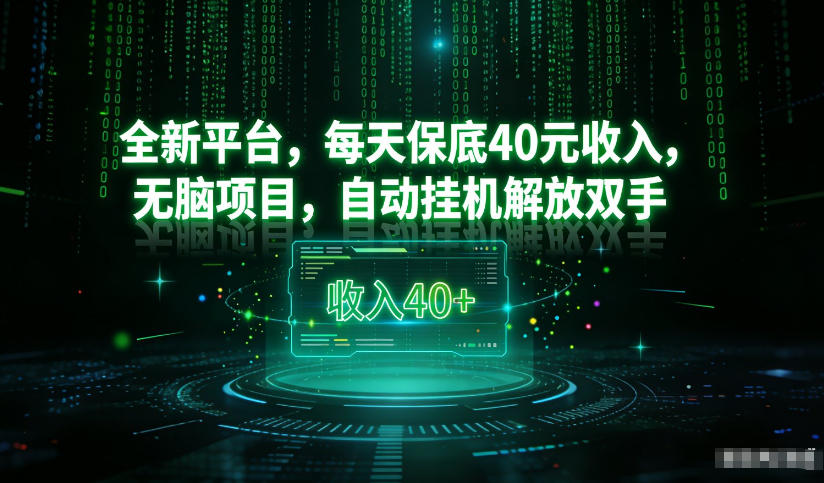 最新看广平台，每天保底30-4米，无脑项目，自动挂G解放双手【揭秘】-大伟资源网