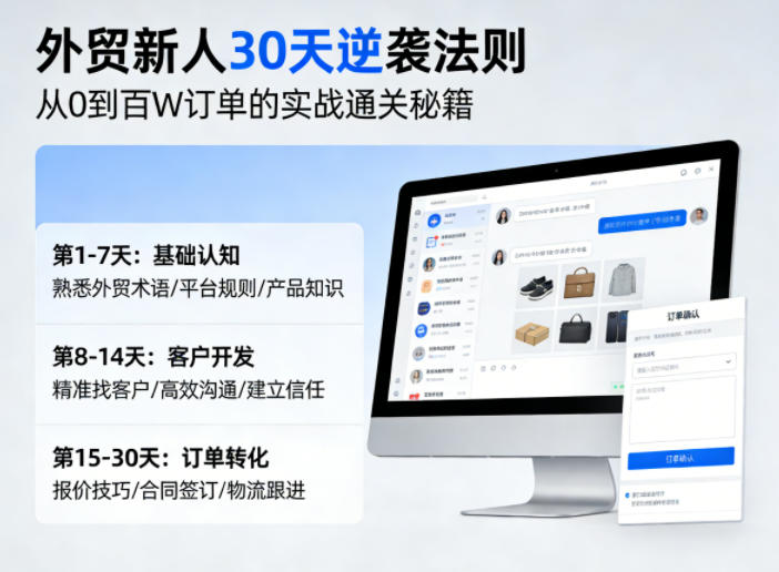 外贸新人30天逆袭法则，教你从0到百W订单的实战通关秘籍-大伟资源网