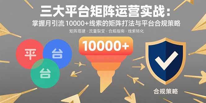 （15841期）三大平台矩阵运营实战：掌握月引流10000+线索的矩阵打法与平台合规策略-大伟资源网