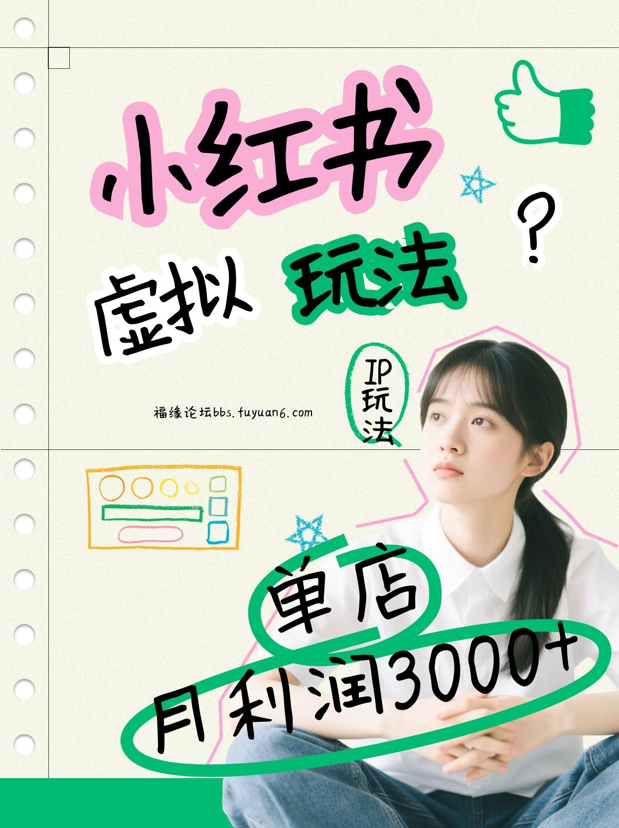 小红书虚拟玩法(铺货流和单品玩法)，单店月利润3000+，IP打法+原创商品(0违规)-大伟资源网