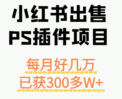 小红书出售PS插件项目，每月都收入好几万，长期操作已获利300多W+-大伟资源网