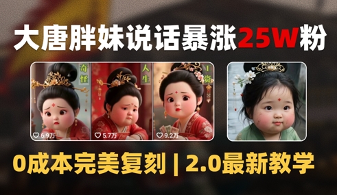 AI大唐胖贵妃说话2.0，40条视频暴涨40w粉，附独家变现攻略-大伟资源网