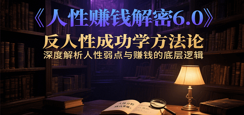人性赚钱解密6.0，反人性成功学方法论，深度解析人性弱点与赚钱的底层逻辑-大伟资源网