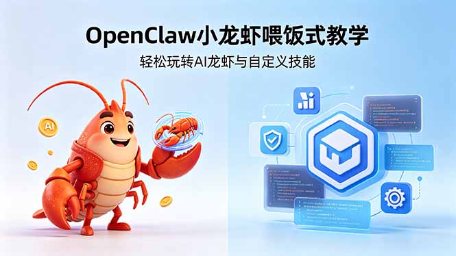 不用懂技术！OpenClaw小龙虾喂饭式教学，轻松玩转AI龙虾与自定义技能-大伟资源网