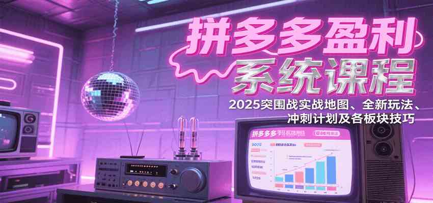 拼多多盈利系统课程：2025突围战实战地图、全新玩法、冲刺计划及各板块技巧-大伟资源网