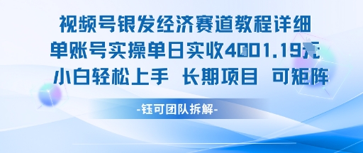 视频号银发经济赛道单账号实操单日实收1k+，小白轻松上手长期项目-大伟资源网