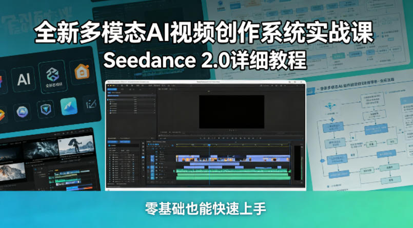 全新多模态AI视频创作系统实战课，Seedance 2.0详细教程，零基础也能快速上手-大伟资源网