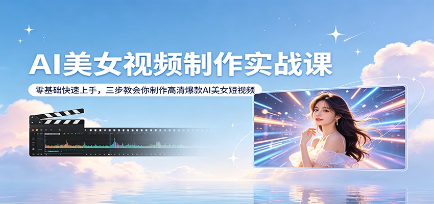 AI美女视频制作实战课：零基础快速上手，三步教会你制作高清爆款AI美女短视频-大伟资源网