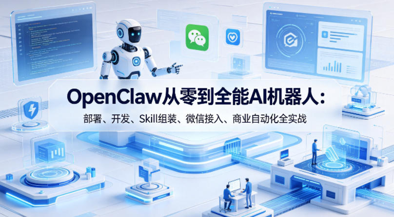 OpenClaw从零到全能AI机器人：部署、开发、Skill组装、微信接入、商业自动化全实战-大伟资源网