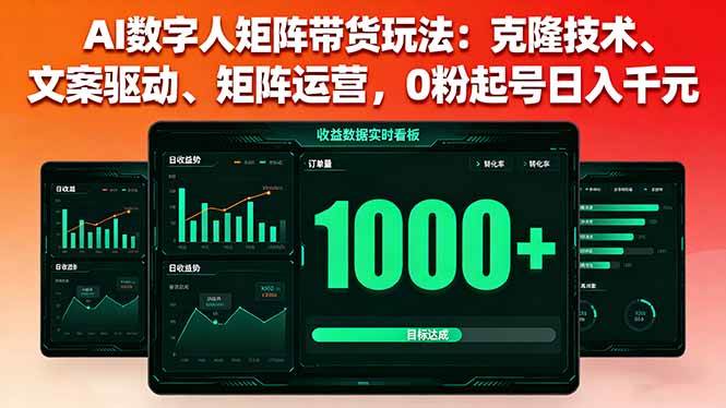 （16050期）AI数字人矩阵带货玩法：克隆技术、文案驱动、矩阵运营，0粉起号日入千元-大伟资源网