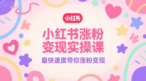 小红书涨粉变现实操课，最快速度带你涨粉变现-大伟资源网