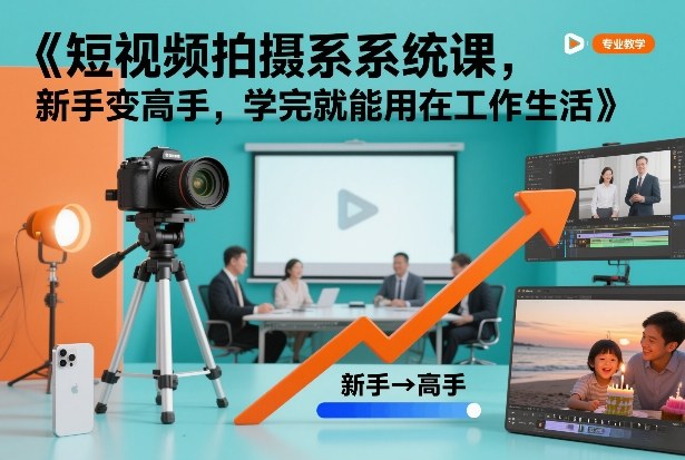 短视频拍摄系统课，新手变高手，学完就能用在工作生活-大伟资源网
