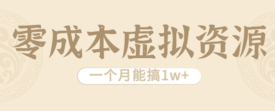 相当暴利的虚拟资源项目，无需成本一个月能搞1w+-大伟资源网