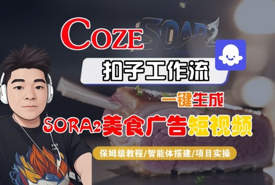 Coze扣子智能体工作流一键生成“SORA2美食广告“短视频，全流程保姆级教学-大伟资源网