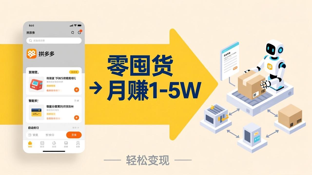 不用囤货不用跑单！拼多多虚拟玩法，机器人管理发货和客服，帮你月赚 1-5W-大伟资源网
