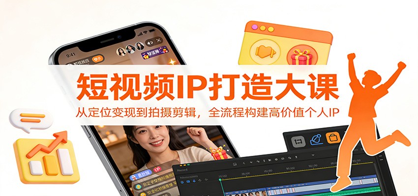 短视频IP打造大课：从定位变现到拍摄剪辑，全流程构建高价值个人IP-大伟资源网