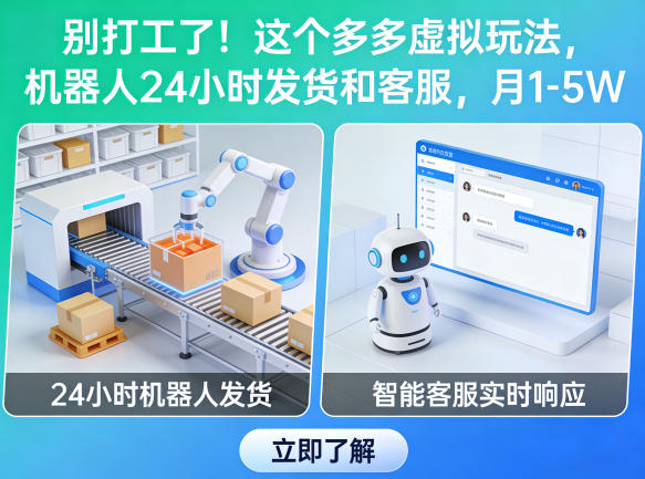 别打工了！这个多多虚拟玩法，机器人24小时发货和客服，月1-5W【揭秘】-大伟资源网