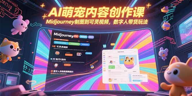（15311期）AI萌宠内容创作课，Midjourney制图到可灵视频，数字人带货玩法-大伟资源网