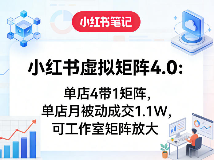 小红书虚拟矩阵4.0：单店4带1矩阵，单店月被动成交1.1W，可工作室矩阵放大-大伟资源网