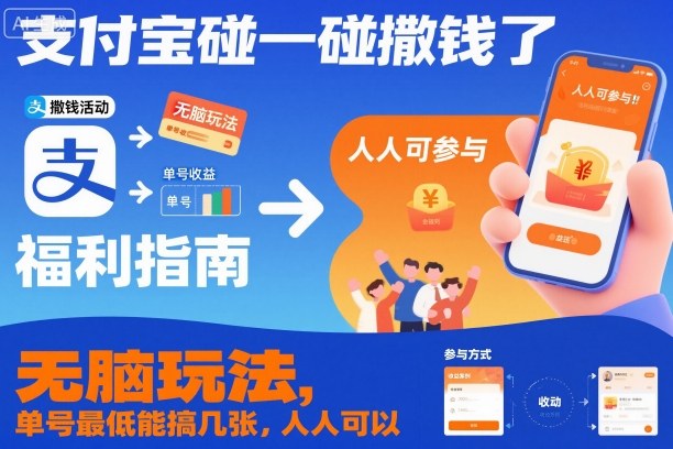 支付宝碰一碰撒钱了，无脑玩法，单号最低能搞几张，人人可以撸【揭秘】-大伟资源网