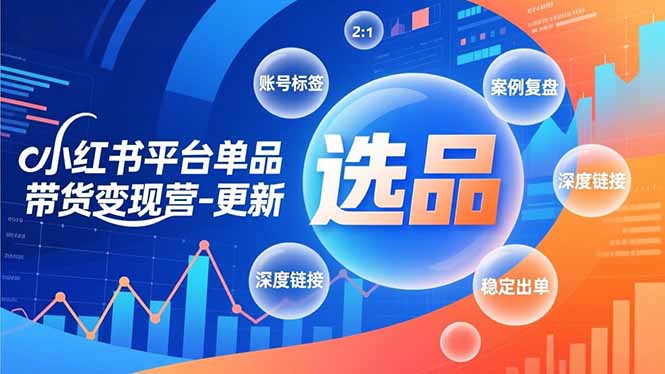 小红书平台单品带货变现营-更新，极致选品、账号标签、案例复盘，深度链接，快速启动稳定出单-大伟资源网