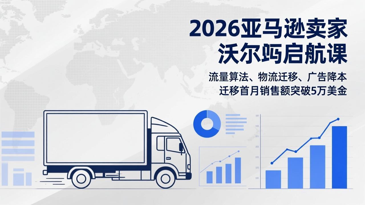 2026亚马逊卖家沃尔玛启航课，流量算法、物流迁移、广告降本，迁移首月销售额突破5万美金-大伟资源网
