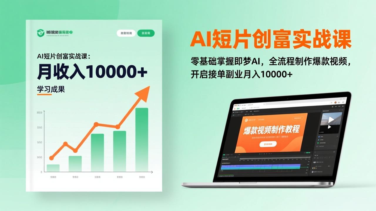 AI短片创富实战课：零基础掌握即梦AI，全流程制作爆款视频，开启接单副业月入10000+(更新-大伟资源网