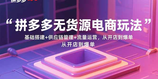 （15886期）拼多多无货源电商玩法：基础搭建+供应链管理+流量运营，从开店到爆单-大伟资源网