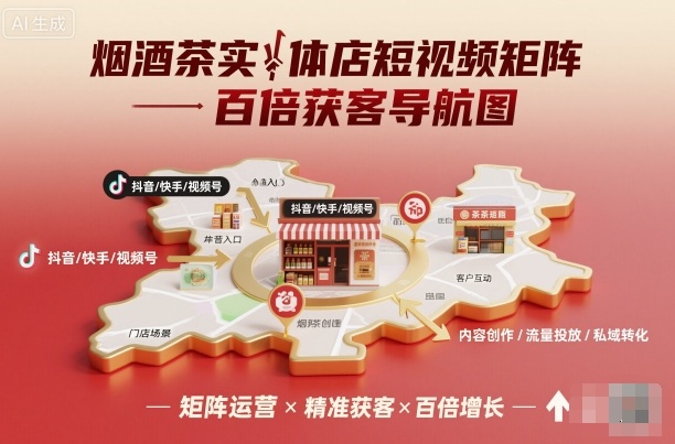 烟酒茶实体店短视频矩阵百倍获客导航图-大伟资源网