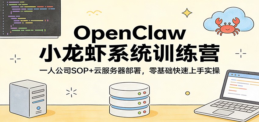 OpenClaw小龙虾系统训练营：一人公司SOP，云服务器部署，零基础快速上手实操-大伟资源网