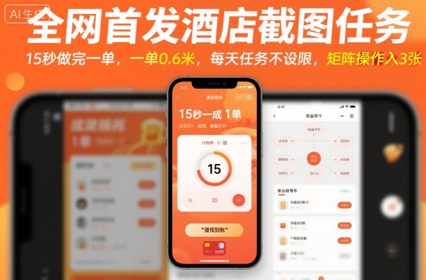 全网首发酒店截图任务，15秒做完一单，一单0.6米，每天任务不设限，矩阵操作日入3张【揭秘】-大伟资源网