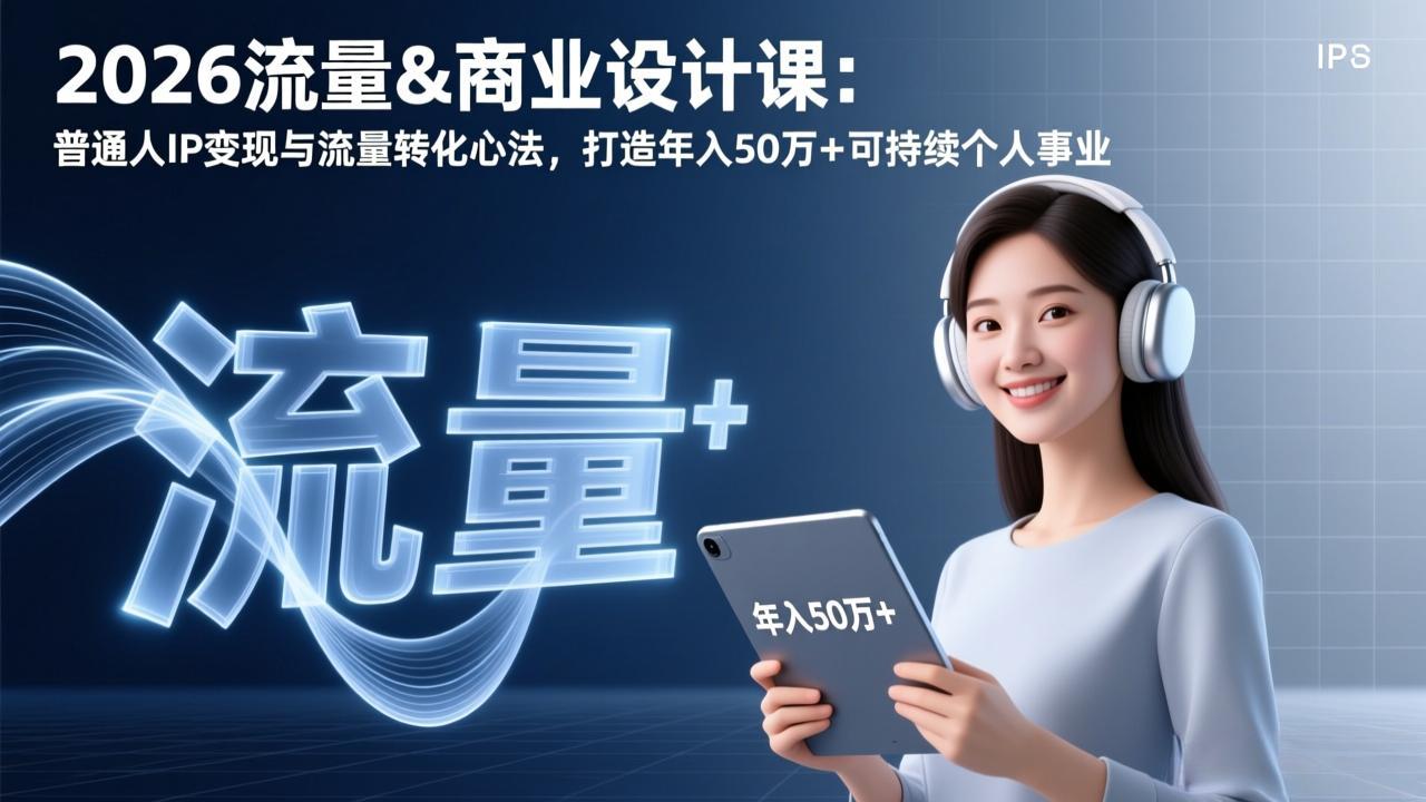 2026流量&商业设计课：普通人IP变现与流量转化心法，打造年入50万+可持续个人事业-大伟资源网