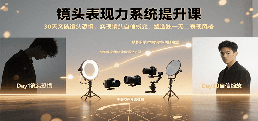 镜头表现力系统提升课，30天突破镜头恐惧实现自信蜕变，塑造独一无二表现风格-大伟资源网