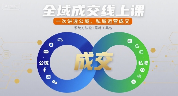全域成交线上课，一次讲透公域、私域运营成交-大伟资源网