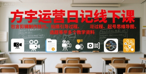 方宇运营日记线下课，包含剪辑制作技巧、拍摄引导过程、起号思维导图、选题等多个教学资料-大伟资源网