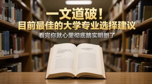 付费文章：一文道破！目前最佳的大学专业选择建议，看完你就心里彻底踏实明朗了-大伟资源网