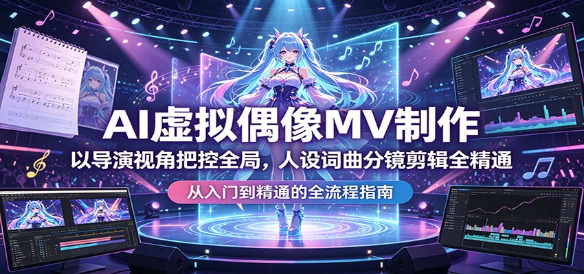 AI虚拟偶像MV制作：以导演视角把控全局，人设词曲分镜剪辑全精通-大伟资源网